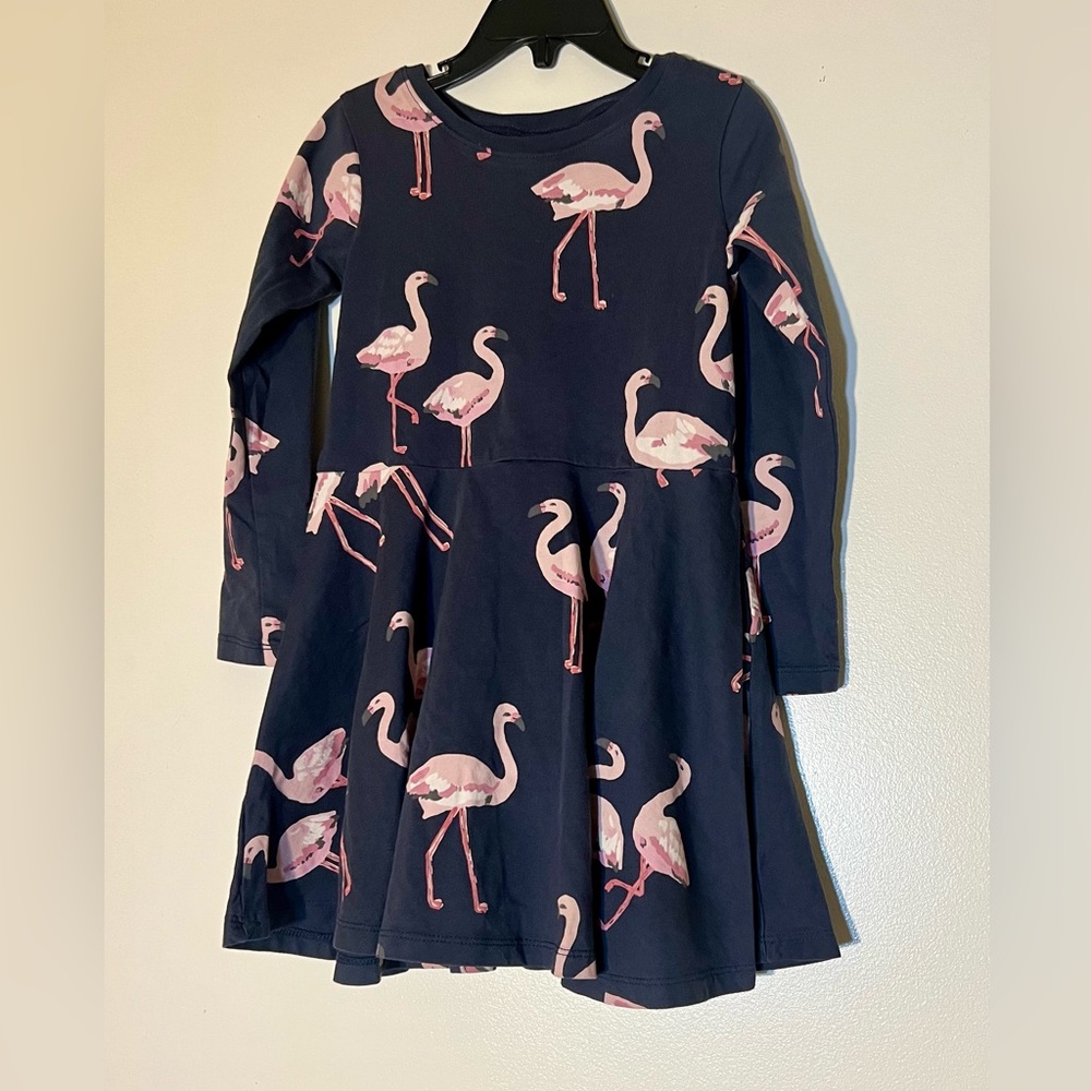 Tea Collection Navy Dress with Flamingo Design